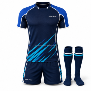 Uniforme de Rugby Personalizado al por Mayor, Sublimado, Azul Oscuro y Claro, Transpirable, de Secado Rápido, Conjunto de Camiseta y Pantalones Cortos, Ropa Deportiva para Equipos, OEM - Product Image 1
