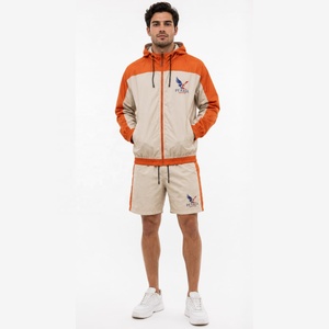 <b>Men</b> Adults Vintage Solid Soft Shell <b>Waterproof</b> Windbreaker Embroidered Zip Hooded Lightweight Short <b>Suits</b> All Seasons Outdoor - Product Image 1