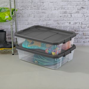 Contenitore impilabile trasparente da 40 litri per riporre sotto il letto con coperchio a chiusura ermetica, confezione da 2, grigio scuro - Product Image 3