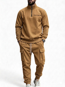 Ensemble de survêtement de luxe personnalisé pour hommes, en molleton épais, deux pièces, chaud pour l'hiver, pour le jogging, vente en gros, approvisionnement direct usine ODM - Product Image 2