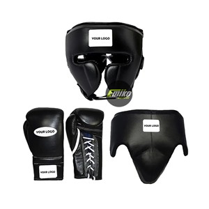 Custom Cowhide Leather Neoprene PU Protective Boxing Head <b>Guard</b> Gloves and <b>Groin</b> <b>Guard</b> Set for Kickboxing Sparring Training - Product Image 5