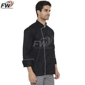Veste de chef unisexe à manches longues en polyester/coton, uniforme professionnel de cuisine pour restaurant et bar. - Product Image 2