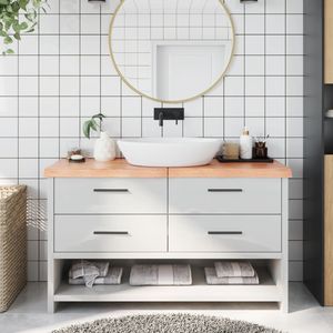 โต๊ะเครื่องแป้งห้องน้ำไม้เนื้อแข็งสีน้ำตาลอ่อน 55.1"x23.6"x(0.8"-2.4") พร้อมการปรับสภาพพื้นผิว รุ่นปี 2022 - Product Image 1