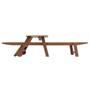 Chaise longue réglable en HDPE, couleur teck, 195*75.5*33cm - Product Image 3