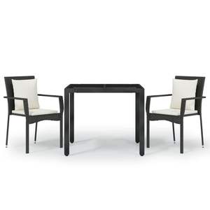 Juego de Comedor para Jardín en Negro y Blanco Crema - Product Image 2