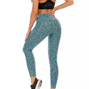 Leggings sportifs pour femmes, taille haute, longueur intégrale, imprimé léopard, respirants, extensibles, en tricot spandex, toutes saisons - Product Image 2