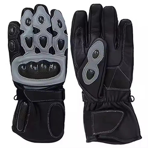Gants de moto unisexes en cuir véritable blanc, à doigts entiers, compatibles écran tactile, avec fermeture auto-agrippante, noirs, pour la course, le sport et la protection en salle de sport - Product Image 1