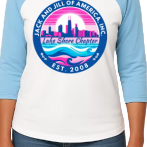Women's White and Light Blue Baseball Shirt Casual Three Quarter Sleeve <b>Raglan</b> Tee Everyday Comfortable Lifestyle Clothing <b>Top</b> - Product Image 6