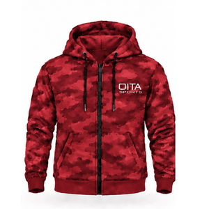 Unisex Dark Crimson <b>Red</b> Camouflage Tracksuit Full Zip <b>Hoodie</b> with Drawstring Jogger Pants Two Piece Casual Athletic Streetwear - Product Image 1