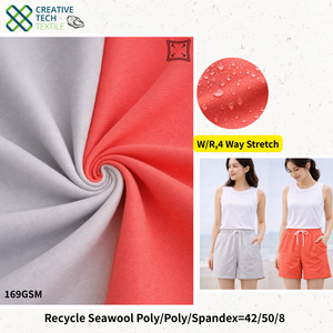 SWL-CW0215 Lana de mar reciclada PET/Poliéster/Spandex=42/50/8 P/D W/R Elástico en 4 direcciones Lana de mar reciclada sostenible para pantalones cortos - Product Image 2