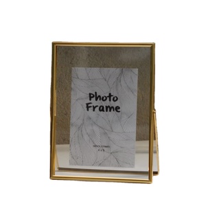 Nordic Style <b>Gold</b> Metal Floating Glass Photo <b>Frame</b> Modern Minimalist Tabletop <b>Picture</b> Holder For Home Decor And Wedding Display - Product Image 1