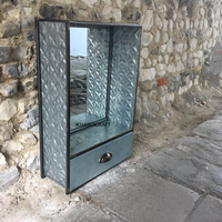 Meuble de salle de bain galvanisé à quantité minimale de commande bas personnalisé avec étagère de rangement en miroir éclairé Décoration de ferme vintage de style antique