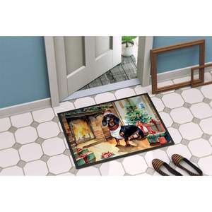 Paillasson de Noël confortable Teckel antidérapant lavable à poils bas 24H X 36W pour une utilisation intérieure et extérieure dans l'entrée - Product Image 4