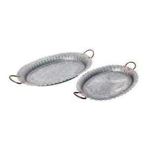 Elegantes bandejas de servicio ovaladas doradas con patrón intrincado y asas elegantes perfectas para exhibir fragancias y artículos de decoración - Product Image 1