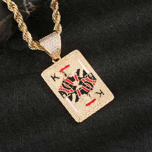 Encantador Collar de Lujo con Colgante de Carta de Póker Simple (Kings of Club) de Plata 925 y Moissanita, Regalo para Novio - Product Image 4