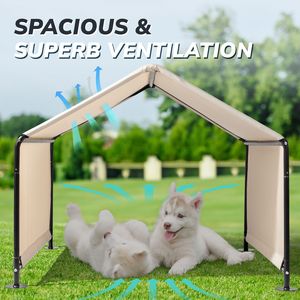 Tenda per Cani di Grandi Dimensioni 4*4*3.3FT, Colore Bianco Crema, Casette e Arredi per Animali Domestici - Product Image 6