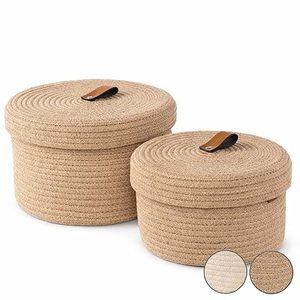 Customised Handwoven Large Round Cotton Rope Woven Eco-Friendly Foldable Home Organizer Storage Basket with Lid for Baby Nursery - Product Image 1