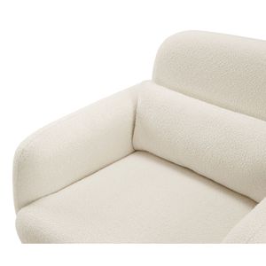 Poltrona Contemporanea 1 Pezzo per Soggiorno Accogliente, Rivestimento in Tessuto Bouclé Beige, Struttura in Compensato, Cuscino Incluso - Product Image 6