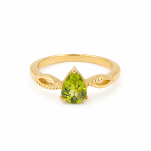 925 Sterling Silver Pear <b>Peridot</b> Classic <b>Ring</b> Gold and Rhodium Plated Modern Designer Jewelry - Product Image 4