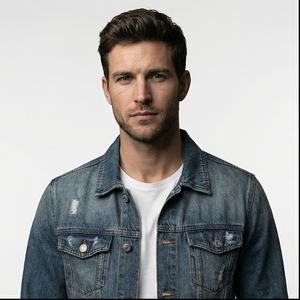 Veste en jean pour hommes de haute qualité en coton couleur marron respirant séchage rapide Logo avant hiver Street Wear adulte - Product Image 1