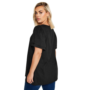 T-shirts personnalisés pour femmes, manches doubles, logo sur mesure, t-shirts unis pour femmes, doux, respirants, séchage rapide, 100% coton jersey, pour filles - Product Image 2
