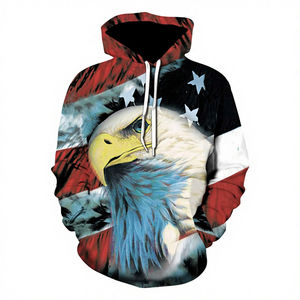 Sudadera con Capucha de Diseño Exclusivo para Hombre, con Estampado 3D de Águila, 100% Algodón, Invierno, Bandera Estadounidense - Product Image 3
