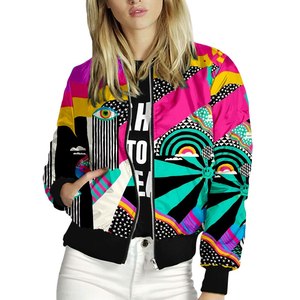Chaqueta de poliéster satinado personalizada de alta calidad para niñas superventas a la moda, chaqueta Bomber estampada por sublimación - Product Image 1
