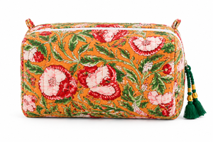 Eco-Friendly Bohemian Floral Print Cotton Cosmetic Bag Set Zipper Closure Lightweight Washable Multi-Function Travel <b>Case</b> for - Product Image 6