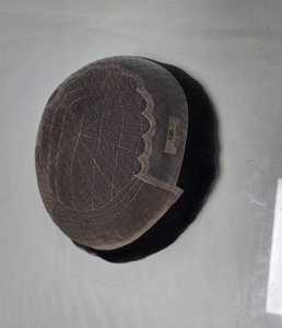 Half <b>Wig</b> Human Hair Toupee Mesh Cap Natural Black Hair System For <b>Men</b> - Product Image 2
