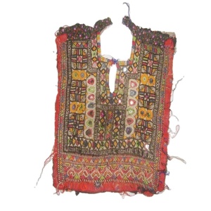 Artland International Baloch Women's Vintage Tribal Banjara Neck Yoke Embroidery <b>Mirror</b> Applique Patch Cotton Short Sleeve - Product Image 1
