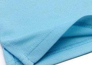 Men's <b>Light</b> <b>Blue</b> Short Sleeve for <b>Shirt</b> Front Yellow Collar Cuffs Solid Color Casual Breathable Anti-Wrinkle 100% Cotton Pique - Product Image 6