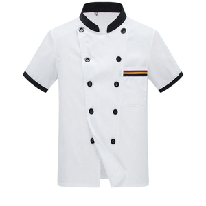 Veste de chef à manches courtes verte pour homme, uniforme avec fermeture à boutons, utilisation en restaurant et bar, tissu en coton tissé - Product Image 2