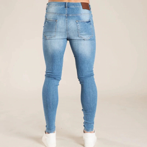 Pantalones vaqueros ajustados elásticos rasgados para hombre, estilo biker, corte slim, con cintura elástica, tipo harem, jogger - Product Image 6