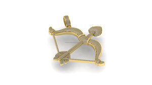 Collar con Colgante Unisex de Oro Sólido 10K con Espada y Flecha de Cupido, Estilo Hiphop, con Diamantes Moissanite, Regalo Personalizado, Tendencia 2025 - Product Image 3