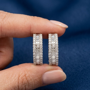 ต่างหูห่วงใหญ่ชุบทองคำขาว 18k ประดับเพชรคุณภาพสูง ดีไซน์ทันสมัย เหมาะสำหรับงานปาร์ตี้ งานแต่งงาน ของขวัญสำหรับผู้หญิง - Product Image 2