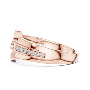 แหวนผู้ชายดีไซน์หรูหราประดับเพชร ชุบทอง 14k สีโรสโกลด์ ประดับโมอิสซาไนต์ทรงเรขาคณิตแบบวงแหวน  งานสั่งทำพิเศษ ขายส่ง - Product Image 3