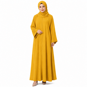 Abaya amarilla Dubai Elite Modest, abaya amarilla real y morado oscuro, abaya de estilo Dubai, abaya para uso diario. - Product Image 1