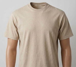 Men's O-Neck Short Sleeve T-Shirt 100% Cotton Regular Fit Solid Color Casual Jersey Knit Plain Dyed <b>Design</b> - Product Image 3