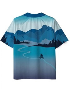 Men's Mountain Bike Print Polo Shirt Short Sleeve Moisture Wicking <b>Polyester</b> All Seasons Regular Fit Sublimated Design - Product Image 2