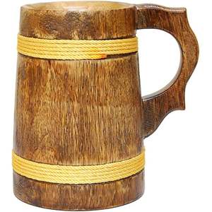 Mug en bois artisanal traditionnel pour le thé, le café, les boissons à base de plantes, accessoires pour le café et le thé - Product Image 3