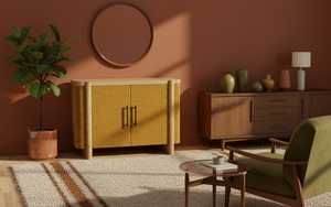 Aparador Moderno de 2 Puertas de Roble Macizo para Sala de Estar - Almacenamiento Resistente al Agua con Diseño Minimalista - Product Image 3