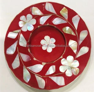 ชุดที่รองแก้วลายมุกทำมือมีสี่ชิ้นสำหรับตกแต่งบ้านและตกแต่งโต๊ะ - Product Image 1