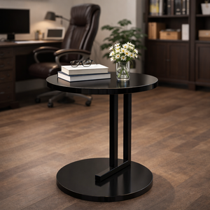 Mesa de Centro Moderna Redonda de Acero Negro con Base de Pedestal de Metal Sólido, Muebles para Sala de Estar, Hogar, Cafetería, Apartamento - Product Image 6