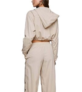 New Arrival Women Wholesale Pullover <b>Hoodie</b> And Pant Set Custom Nylon Windbreaker Jogging Suits Plus Size Custom Nylon Tracksuit - Product Image 2