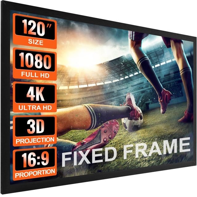 120" 16:9 4K HDTV Movie Theater 3D Fixed Projector Screen Model D0100HAD3K7 for Home or Office Projection