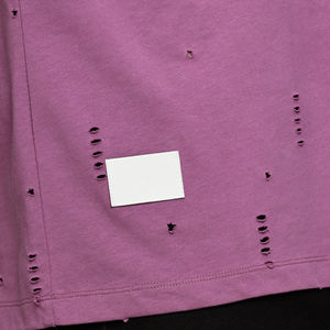 T-shirts décontractés pour hommes, coton délavé vintage, effet usé, détails déchirés, tissu doux et respirant, tenue d'été - Product Image 4