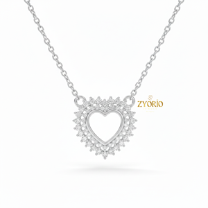 Colgante de Diamantes con Halo Dorado en Forma de Corazón con Cadena y Diamantes Brillantes - Joyería de Lujo para Compromiso, Boda y Aniversario - Product Image 3