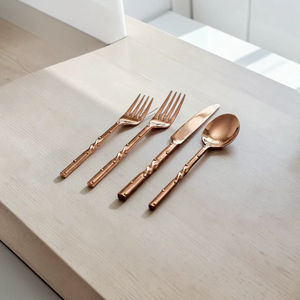 Rose Gold Plated Cutlery Set <b>Mirror</b> Finish Long Handle Modern Design Durable Metal Spoon Fork Knife Set - Product Image 5