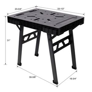 Banco da Lavoro Portatile Pieghevole per Casa, Garage e Officina, Capacità 1650 LBS, per Lavorazione del Legno, Nero - Product Image 2