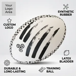 Ballon d'entraînement de rugby personnalisé, caoutchouc synthétique de qualité supérieure, durable, disponible en tailles 3, 4 et 5 pour enfants, jeunes et adultes - Product Image 3